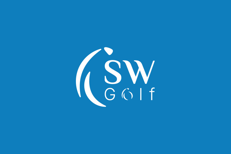 SW-Golf Logo in weiß auf blauem Grund